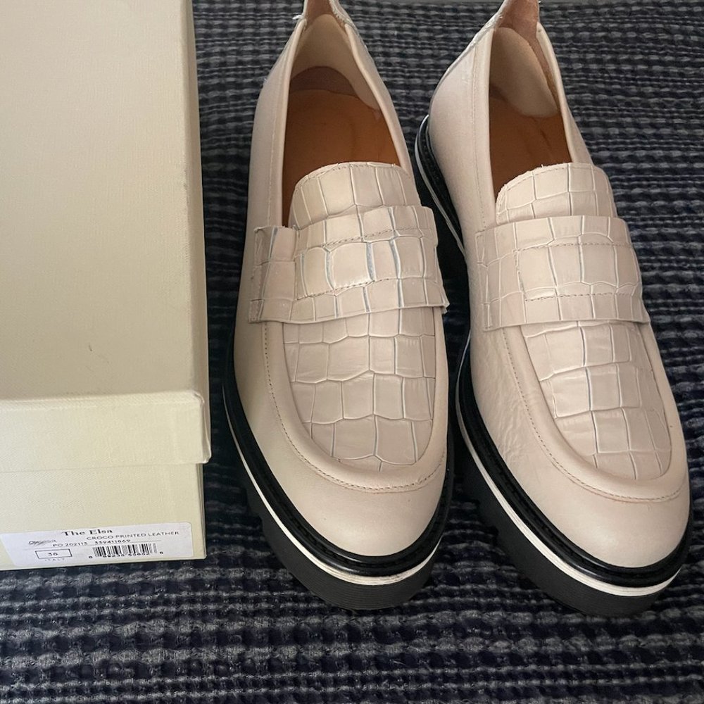 M. GEMI THE ELSA IN CREAM CROCO PRINTED LEATHER SIZE 38